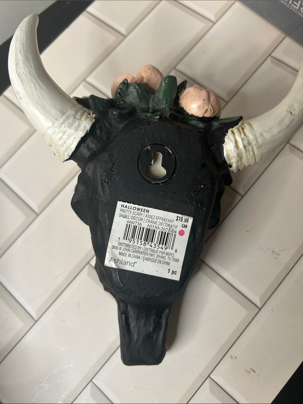 Ashland Black Bull Skull Wall Decor with Pink and Cream Floral - Picture 2 of 2